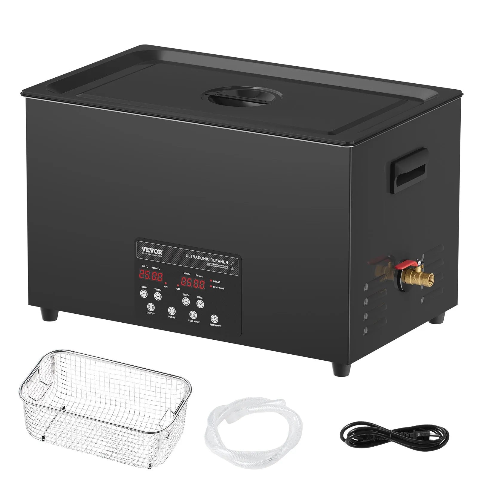 VEVOR 30 l ultraskaņas tīrītājs, 600 W digitāla ultraskaņas tīrīšanas iekārta ar uzlabotu degazēšanu un saudzīgo režīmu, 40 kHz industriāls ultraskaņas tīrītājs ar taimeri un sildīšanu retainieru, juvelierizstrādājumu un instrumentu tīrīšanai