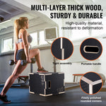 3-in-1 koka plyometriskā kaste, 40/35/30 cm, neslīdoša platforma lēcieniem un spēka treniņiem, mājas sporta zālei, melna