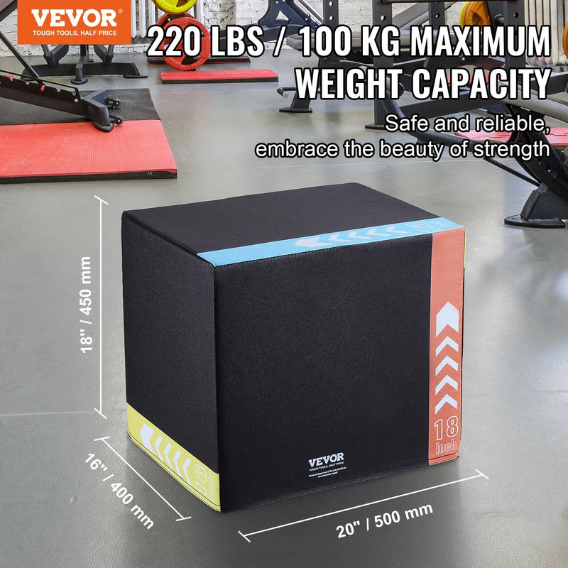 3-in-1 plyometriskā treniņu kaste, 50/45/40 cm, kokvilnas, piemērota fitnesam un lēkšanas vingrinājumiem