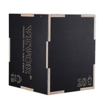 3-in-1 plyometriskā lēcienu kaste 51/46/41 cm, koka neslīdoša platforma mājas treniņiem, melna