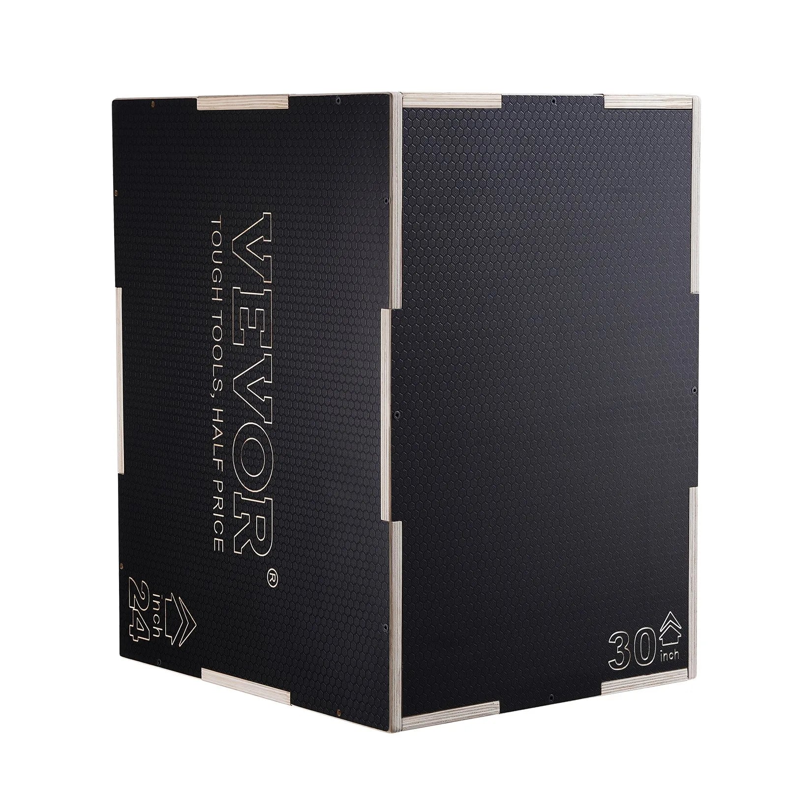 3-in-1 plyometriskā lēcienu kaste 76/61/51 cm, koka neslīdoša platforma mājas treniņiem, melna