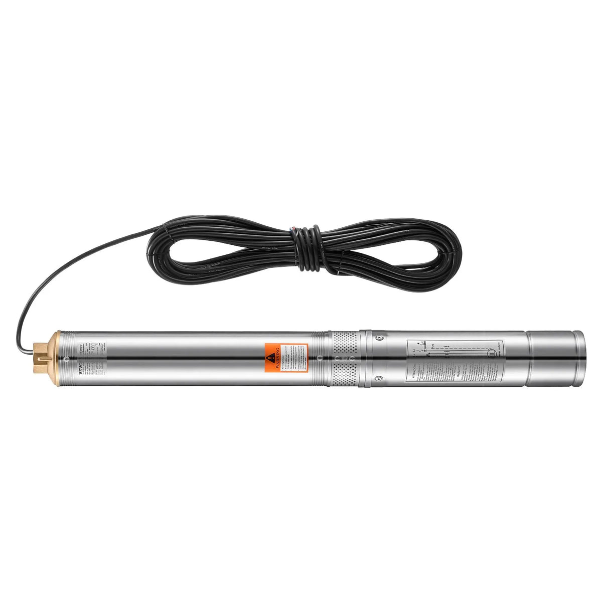 VEVOR dziļurbuma iegremdējamais sūknis 550 W, 230 V, plūsma līdz 65 l/min, pacelšanas augstums līdz 85 m, 20 m kabelis ar ārēju vadības bloku, nerūsējošā tērauda korpuss, IP68, rūpniecībai, apūdeņošanai un mājsaimniecībai