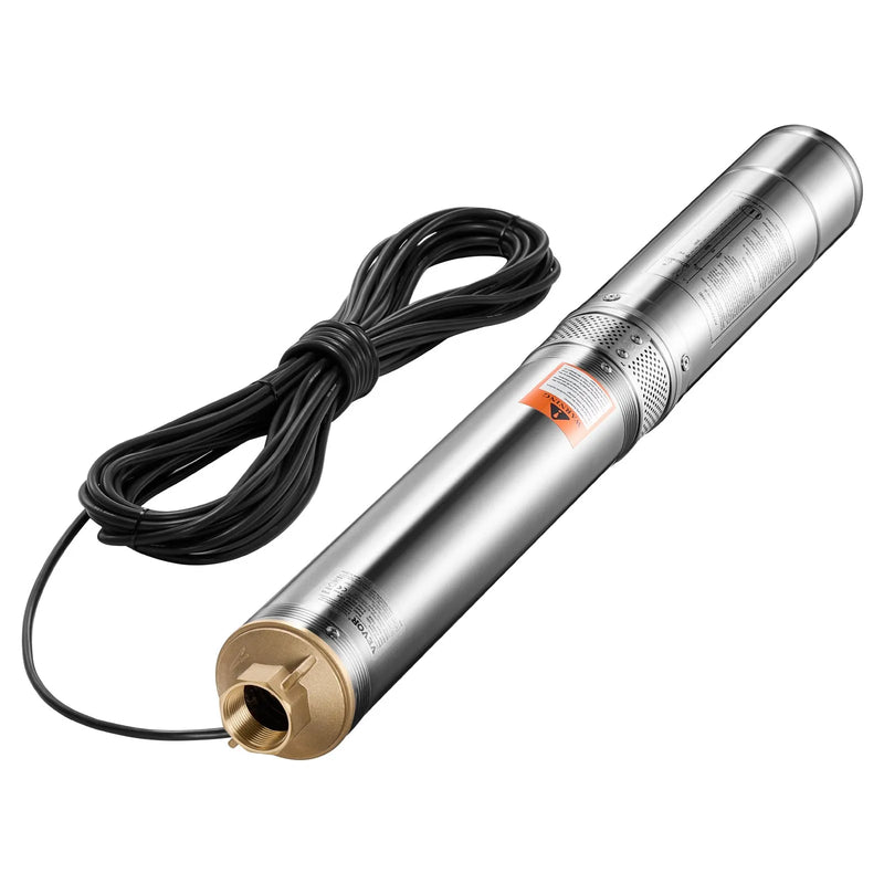 VEVOR dziļurbuma iegremdējamais sūknis 550 W, 230 V, plūsma līdz 65 l/min, pacelšanas augstums līdz 85 m, 20 m kabelis ar ārēju vadības bloku, nerūsējošā tērauda korpuss, IP68, rūpniecībai, apūdeņošanai un mājsaimniecībai