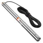 VEVOR dziļurbuma iegremdējamais sūknis, 550 W jauda, 230 V, plūsma 65 l/min, pacēluma augstums 64 m, ar 20 m kabeli un ārējo vadības bloku, nerūsējošā tērauda ūdens sūknis rūpnieciskai apūdeņošanai un mājas lietošanai, IP68 ūdensizturība