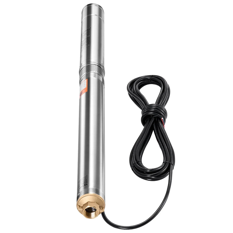 VEVOR dziļurbuma iegremdējamais sūknis, 550 W jauda, 230 V, plūsma 65 l/min, pacēluma augstums 64 m, ar 20 m kabeli un ārējo vadības bloku, nerūsējošā tērauda ūdens sūknis rūpnieciskai apūdeņošanai un mājas lietošanai, IP68 ūdensizturība