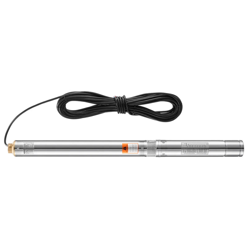 VEVOR dziļurbuma iegremdējamais sūknis, 550 W jauda, 230 V, plūsma 65 l/min, pacēluma augstums 64 m, ar 20 m kabeli un ārējo vadības bloku, nerūsējošā tērauda ūdens sūknis rūpnieciskai apūdeņošanai un mājas lietošanai, IP68 ūdensizturība