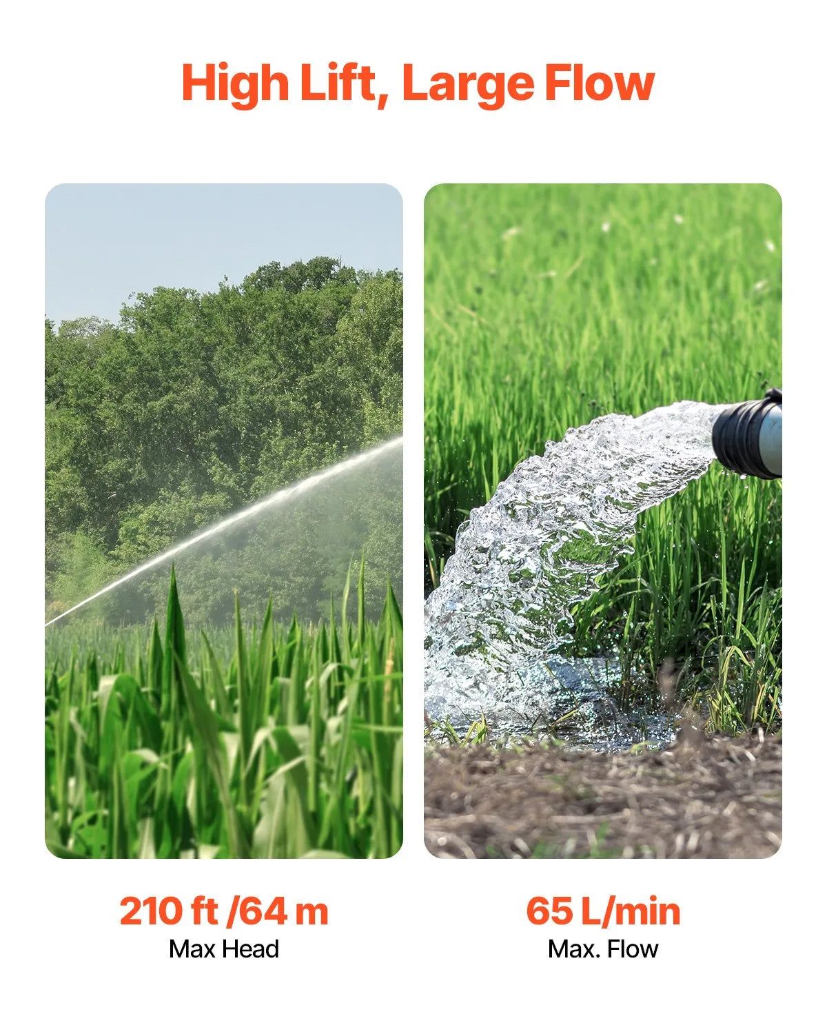 VEVOR dziļurbuma iegremdējamais sūknis, 550 W jauda, 230 V, plūsma 65 l/min, pacēluma augstums 64 m, ar 20 m kabeli un ārējo vadības bloku, nerūsējošā tērauda ūdens sūknis rūpnieciskai apūdeņošanai un mājas lietošanai, IP68 ūdensizturība