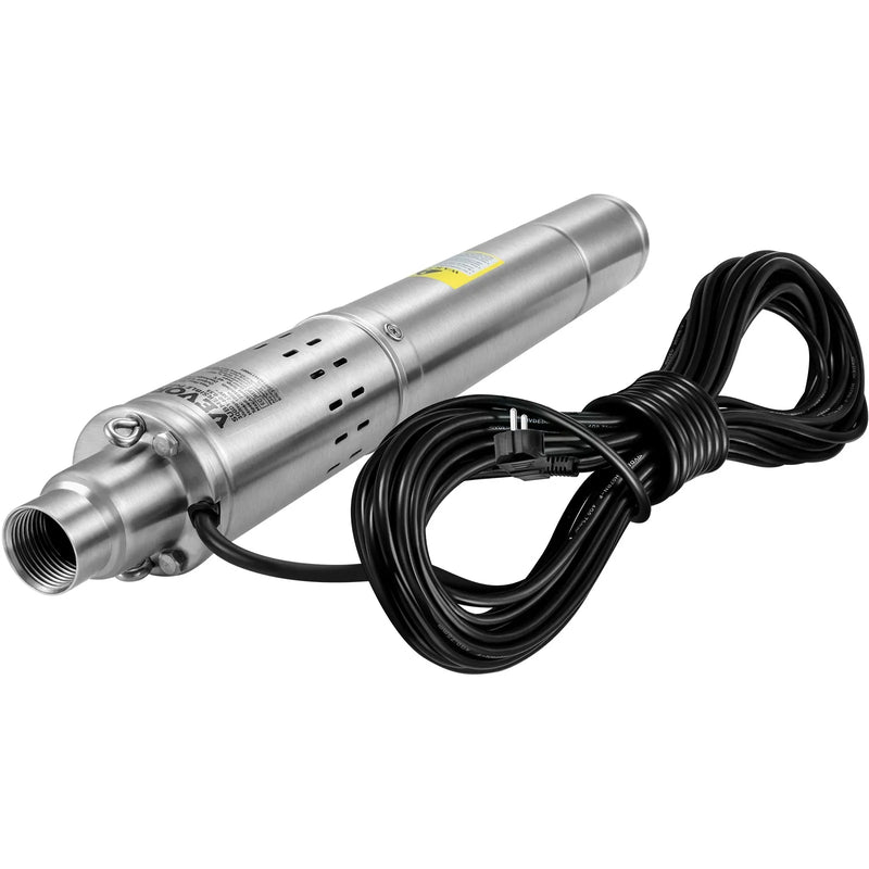 VEVOR dziļurbuma iegremdējamais sūknis 550 W, 230 V/50 Hz, plūsma līdz 35 l/min, pacelšanas augstums līdz 108 m, smilšu izturība <5 %, 20 m barošanas kabelis, 7,6 cm nerūsējošā tērauda korpuss, IP68, rūpniecībai, apūdeņošanai un mājai