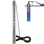 VEVOR dziļurbuma iegremdējamais sūknis 2200 W, 230 V/50 Hz, plūsma līdz 9,8 m³/h, pacelšanas augstums līdz 144 m, 9,1 m elektriskais kabelis, nerūsējošā tērauda korpuss, IP68, rūpniecībai, apūdeņošanai un mājsaimniecībai
