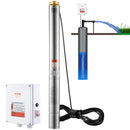 VEVOR dziļurbuma iegremdējamais sūknis, 2200 W, 230 V, plūsma 9,8 m³/h, pacēluma augstums 144 m, ar 19,4 m kabeli un ārējo vadības bloku, nerūsējošā tērauda ūdens sūknis rūpnieciskai apūdeņošanai un mājas lietošanai, IP68 ūdensizturība