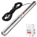 VEVOR dziļurbuma iegremdējamais sūknis, 2200 W, 230 V, plūsma 9,8 m³/h, pacēluma augstums 144 m, ar 19,4 m kabeli un ārējo vadības bloku, nerūsējošā tērauda ūdens sūknis rūpnieciskai apūdeņošanai un mājas lietošanai, IP68 ūdensizturība