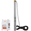 VEVOR dziļurbuma iegremdējamais sūknis 1500 W, 230 V/60 Hz, plūsma līdz 9,8 m³/h, pacelšanas augstums līdz 108 m, 19,4 m kabelis ar ārēju vadības bloku, nerūsējošā tērauda korpuss, IP68, rūpniecībai, apūdeņošanai un mājsaimniecībai