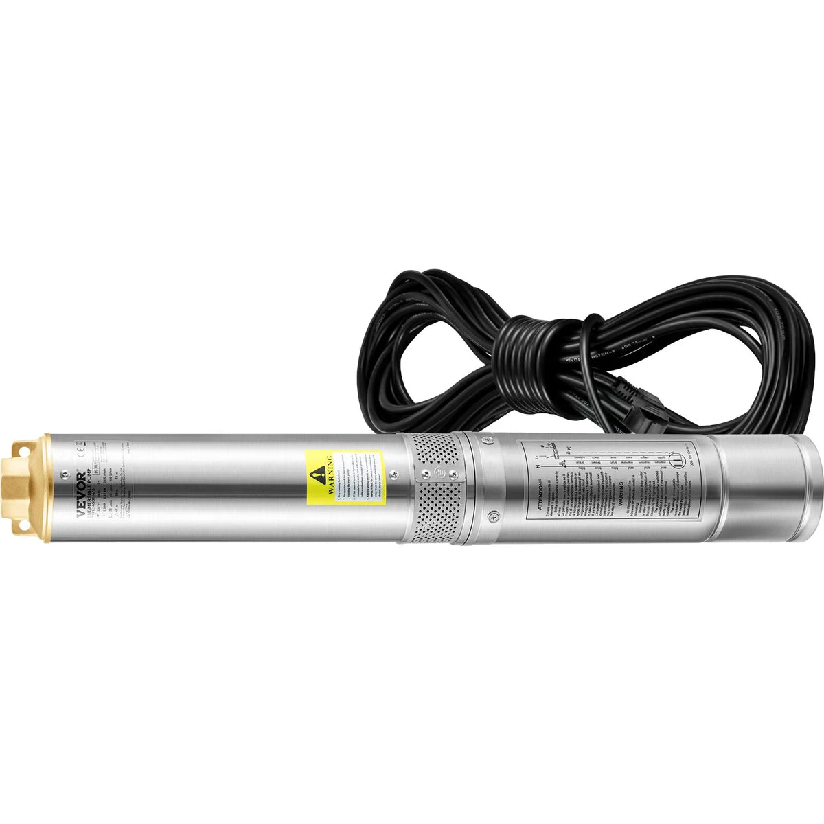 VEVOR dziļurbuma iegremdējamais sūknis 750 W, 230 V/50 Hz, plūsma līdz 100 l/min, pacelšanas augstums līdz 66 m, smilšu izturība < 5 %, 20 m elektriskais kabelis, 7,6 cm nerūsējošā tērauda korpuss, IP68, rūpniecībai, apūdeņošanai un mājsaimniecībai