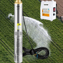 VEVOR dziļurbuma iegremdējamais sūknis 1100 W, 230 V/50 Hz, plūsma līdz 190 l/min, pacelšanas augstums līdz 57 m, 20 m kabelis ar ārēju vadības bloku, 10,2 cm nerūsējošā tērauda korpuss, IP68, rūpniecībai, apūdeņošanai un mājai