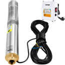 VEVOR dziļurbuma iegremdējamais sūknis 1100 W, 230 V/50 Hz, plūsma līdz 190 l/min, pacelšanas augstums līdz 57 m, 20 m kabelis ar ārēju vadības bloku, 10,2 cm nerūsējošā tērauda korpuss, IP68, rūpniecībai, apūdeņošanai un mājai
