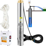 VEVOR dziļurbuma iegremdējamais sūknis, 370 W, 230V/50Hz, plūsma 110 l/min, pacēluma augstums 44 m, ar 20 m kabeli un ārējo vadības bloku, 10,2 cm nerūsējošā tērauda ūdens sūknis rūpnieciskai lietošanai, apūdeņošanai un mājas vajadzībām, IP68