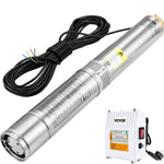 VEVOR dziļurbuma iegremdējamais sūknis, 370 W, 230V/50Hz, plūsma 110 l/min, pacēluma augstums 44 m, ar 20 m kabeli un ārējo vadības bloku, 10,2 cm nerūsējošā tērauda ūdens sūknis rūpnieciskai lietošanai, apūdeņošanai un mājas vajadzībām, IP68