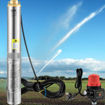 VEVOR dziļurbuma iegremdējamais sūknis 750 W, 230 V/50 Hz, plūsma līdz 105 l/min, pacelšanas augstums līdz 62 m, 20 m kabelis ar automātisko spiediena slēdzi, 8,9 cm nerūsējošā tērauda korpuss, IP68, rūpniecībai, apūdeņošanai un mājsaimniecībai