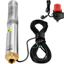 VEVOR dziļurbuma iegremdējamais sūknis 750 W, 230 V/50 Hz, plūsma līdz 105 l/min, pacelšanas augstums līdz 62 m, 20 m kabelis ar automātisko spiediena slēdzi, 8,9 cm nerūsējošā tērauda korpuss, IP68, rūpniecībai, apūdeņošanai un mājsaimniecībai