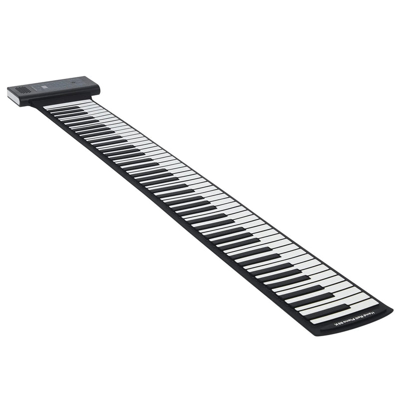 VEVOR pārnēsājamā ritināmā klaviatūra ar 88 taustiņiem, elektriskā digitālā klaviatūra ar 128 ritmiem, 128 tembriem, uzlādējamu akumulatoru, 2 W skaļruni, LED displeju un 5 pieslēgvietām ar MIDI funkciju, bērniem, iesācējiem un pieaugušajiem
