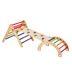 VEVOR Piklera trijstūra komplekts 5-in-1, Montessori koka kāpelēšanas rotaļlieta bērniem 1–3 gadi, iekštelpu rotaļu laukums ar trijstūri, rampu un arku, liels izmērs, krāsains