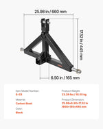 3 Punktu 50 mm piekabes āķa adapteris ar ātro savienojumu, 1360 kg celtspēja