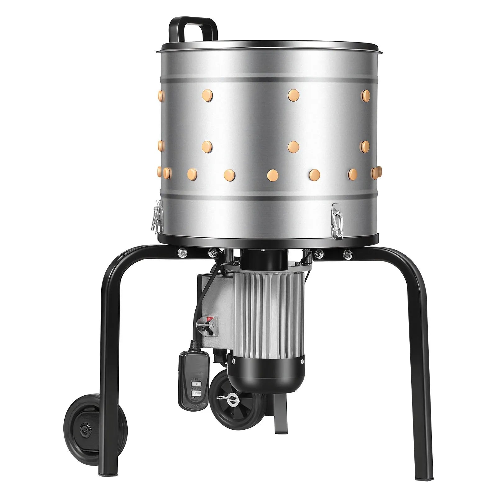 VEVOR putnu spalvu noplūkšanas mašīna, 400 mm bungas diametrs, 500 W, 230 apgr./min, ar 114 silikona pirkstiem un transportēšanas riteņiem, nerūsējošā tērauda spalvu noņēmējs 1–2 vistu apstrādei vienā ciklā