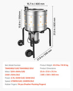 VEVOR putnu spalvu noplūkšanas mašīna, 400 mm bungas diametrs, 500 W, 230 apgr./min, ar 114 silikona pirkstiem un transportēšanas riteņiem, nerūsējošā tērauda spalvu noņēmējs 1–2 vistu apstrādei vienā ciklā