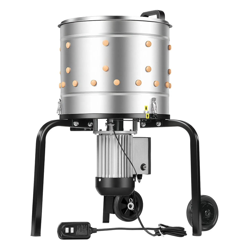 VEVOR putnu spalvu noplūkšanas mašīna, 400 mm bungas diametrs, 500 W, 230 apgr./min, ar 114 silikona pirkstiem un transportēšanas riteņiem, nerūsējošā tērauda spalvu noņēmējs 1–2 vistu apstrādei vienā ciklā