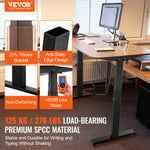 VEVOR Electric Height-Adjustable Desk Base with Two Motors, 65–129 cm, Black