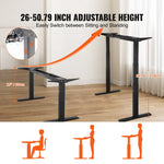 VEVOR Electric Height-Adjustable Desk Base with Two Motors, 65–129 cm, Black