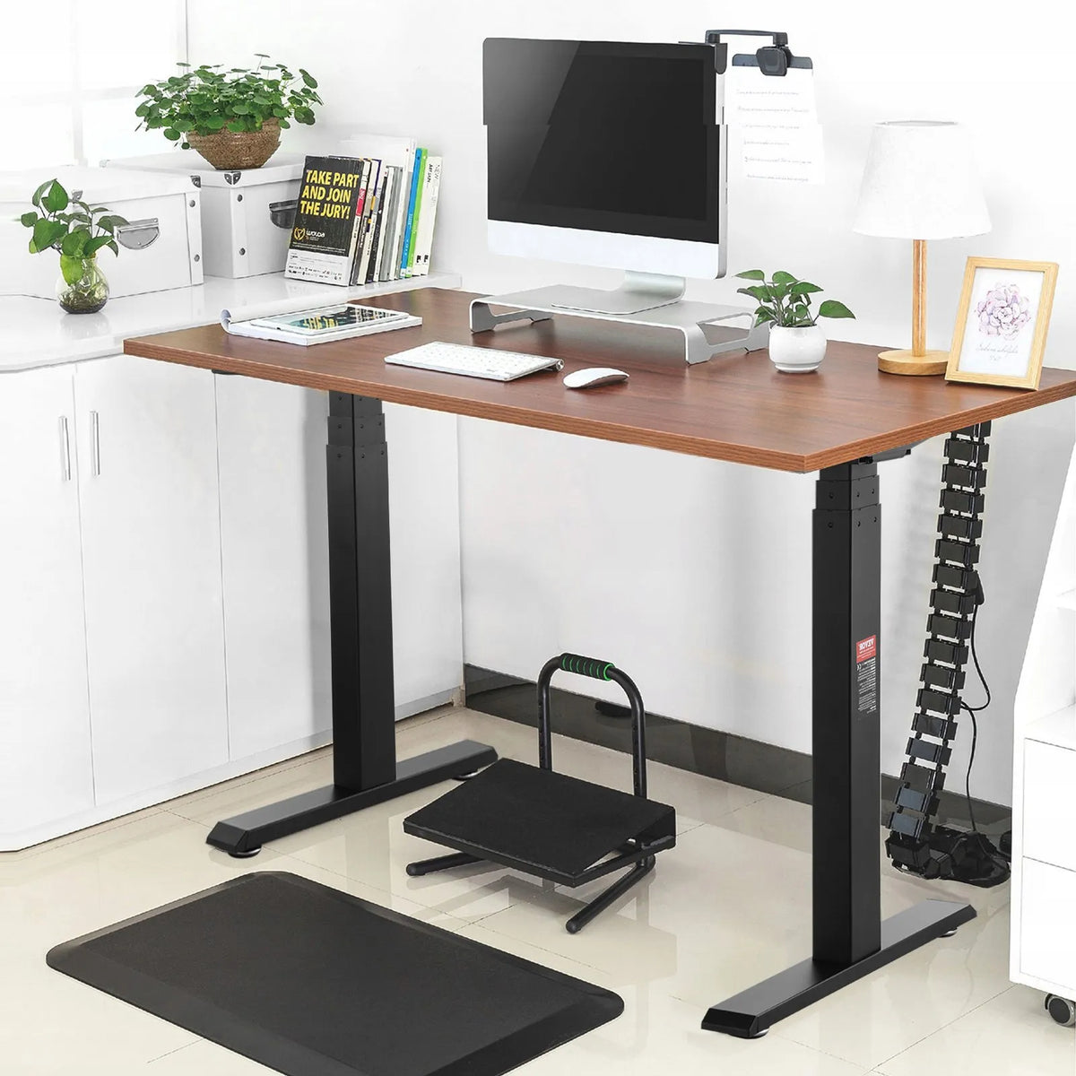 VEVOR Electric Height-Adjustable Desk Base with Two Motors, 65–129 cm, Black