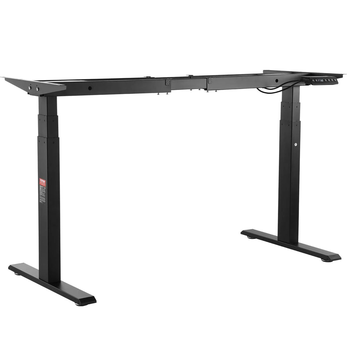 VEVOR Electric Height-Adjustable Desk Base with Two Motors, 65–129 cm, Black