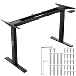 VEVOR Electric Height-Adjustable Desk Base with Two Motors, 70–117 cm, Black