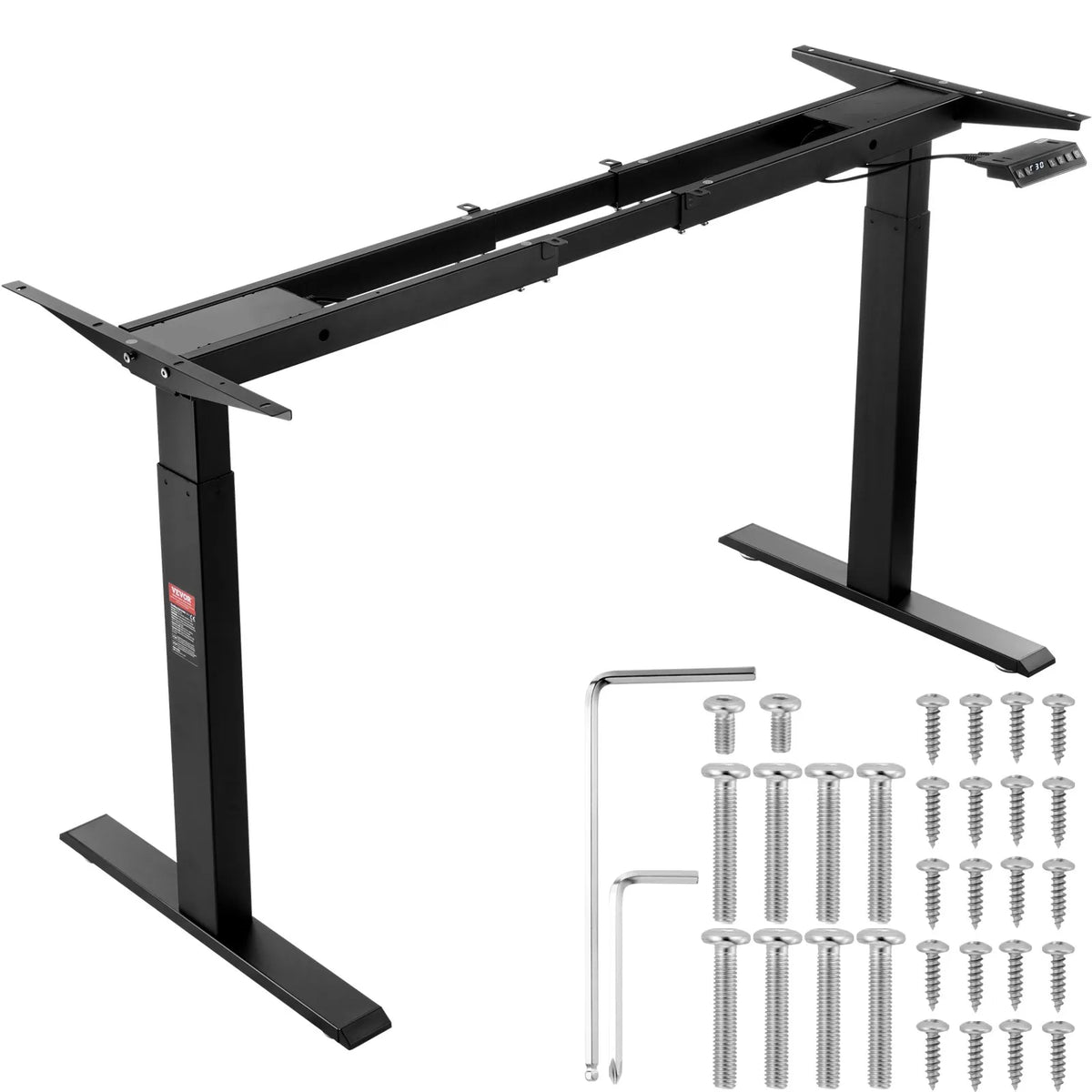 VEVOR Electric Height-Adjustable Desk Base with Two Motors, 70–117 cm, Black