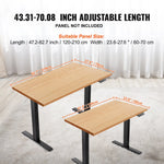 VEVOR Electric Height-Adjustable Desk Base with Two Motors, 70–117 cm, Black
