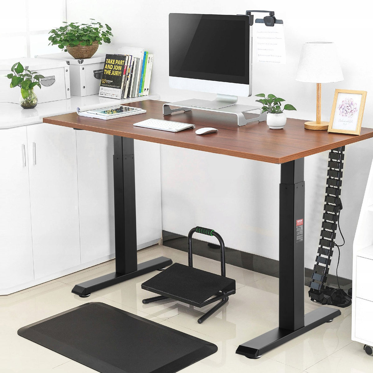 VEVOR Electric Height-Adjustable Desk Base with Two Motors, 70–117 cm, Black