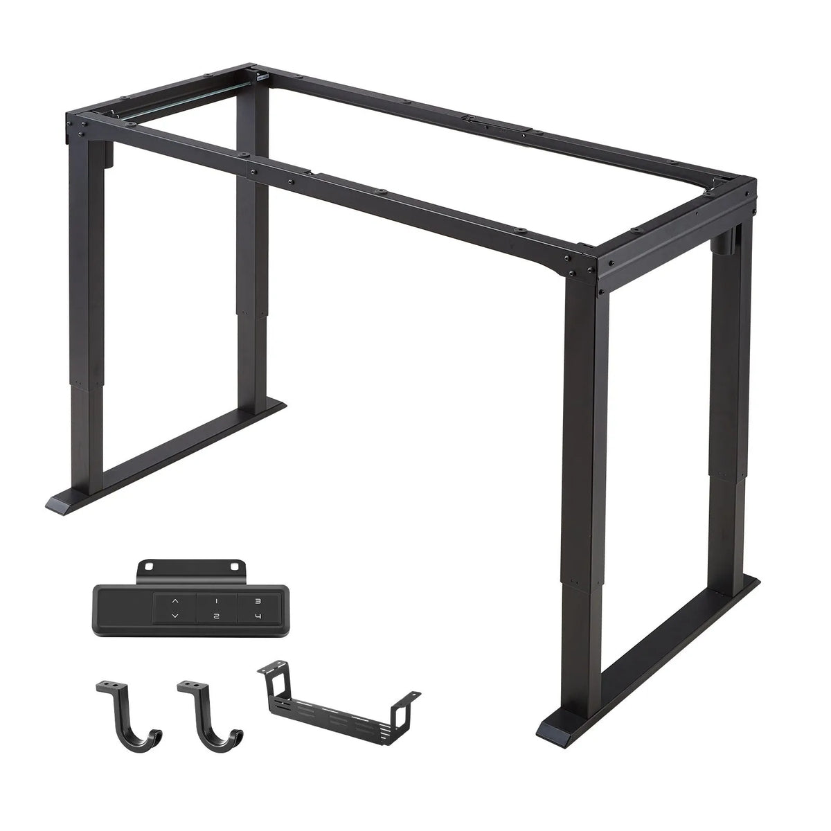 VEVOR Electric Standing Desk Frame with 4 Legs and Two Motors, 70–117 cm, 4 Height Memory Settings, Black