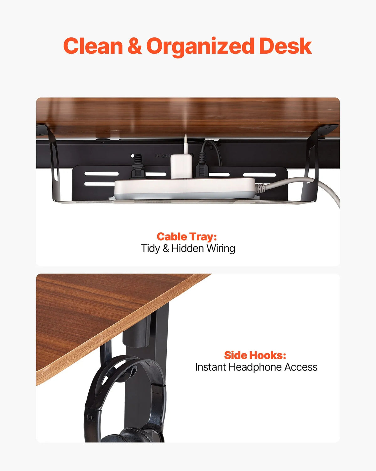 VEVOR Electric Standing Desk Frame with 4 Legs and Two Motors, 70–117 cm, 4 Height Memory Settings, Black