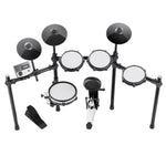 VEVOR elektroniskā bungasete ar 32 bungu komplektiem un 480 skaņām, 10″ klusā tīkla snare bungu spilventiņu, 10″ šķīvjiem, bungu vicinātājiem un pedāļiem; USB MIDI atbalsts, piemērota iesācējiem un pieaugušajiem