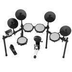 VEVOR elektroniskā bungasete ar 32 bungu komplektiem un 480 skaņām, 8″ klusās tīkla snare bungas spilventiņu, 10″ šķīvjiem, bungu vicinātājiem un austiņām; USB MIDI atbalsts, piemērota iesācējiem un pieaugušajiem