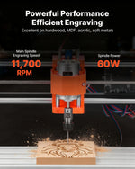 VEVOR 3018 CNC frēzēšanas iekārta, 60 W vārpsta, 3 asu koka gravēšanas un frēzēšanas mašīna, ar 300 × 180 × 40 mm darba zonu, bezsaistes vadības pulti, alumīnija sakausējuma konstrukciju, koka un akrila gravēšanai un griešanai