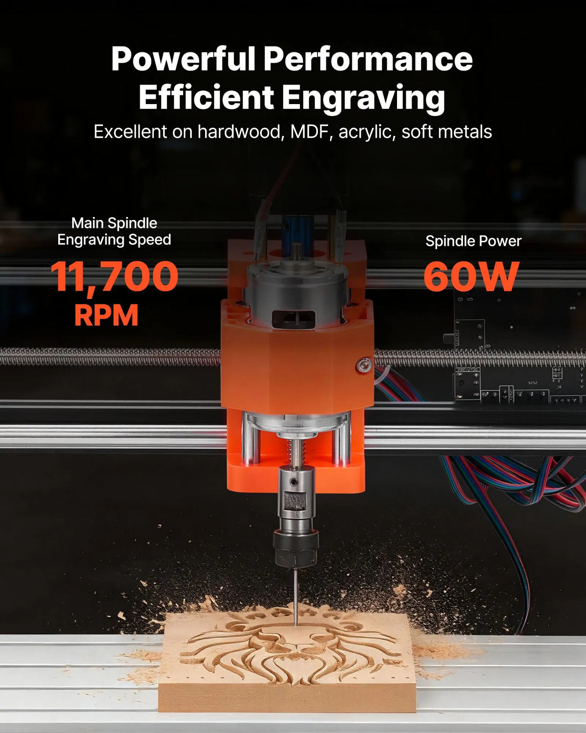 VEVOR 3018 CNC frēzēšanas iekārta, 60 W vārpsta, 3 asu koka gravēšanas un frēzēšanas mašīna, ar 300 × 180 × 40 mm darba zonu, bezsaistes vadības pulti, alumīnija sakausējuma konstrukciju, koka un akrila gravēšanai un griešanai