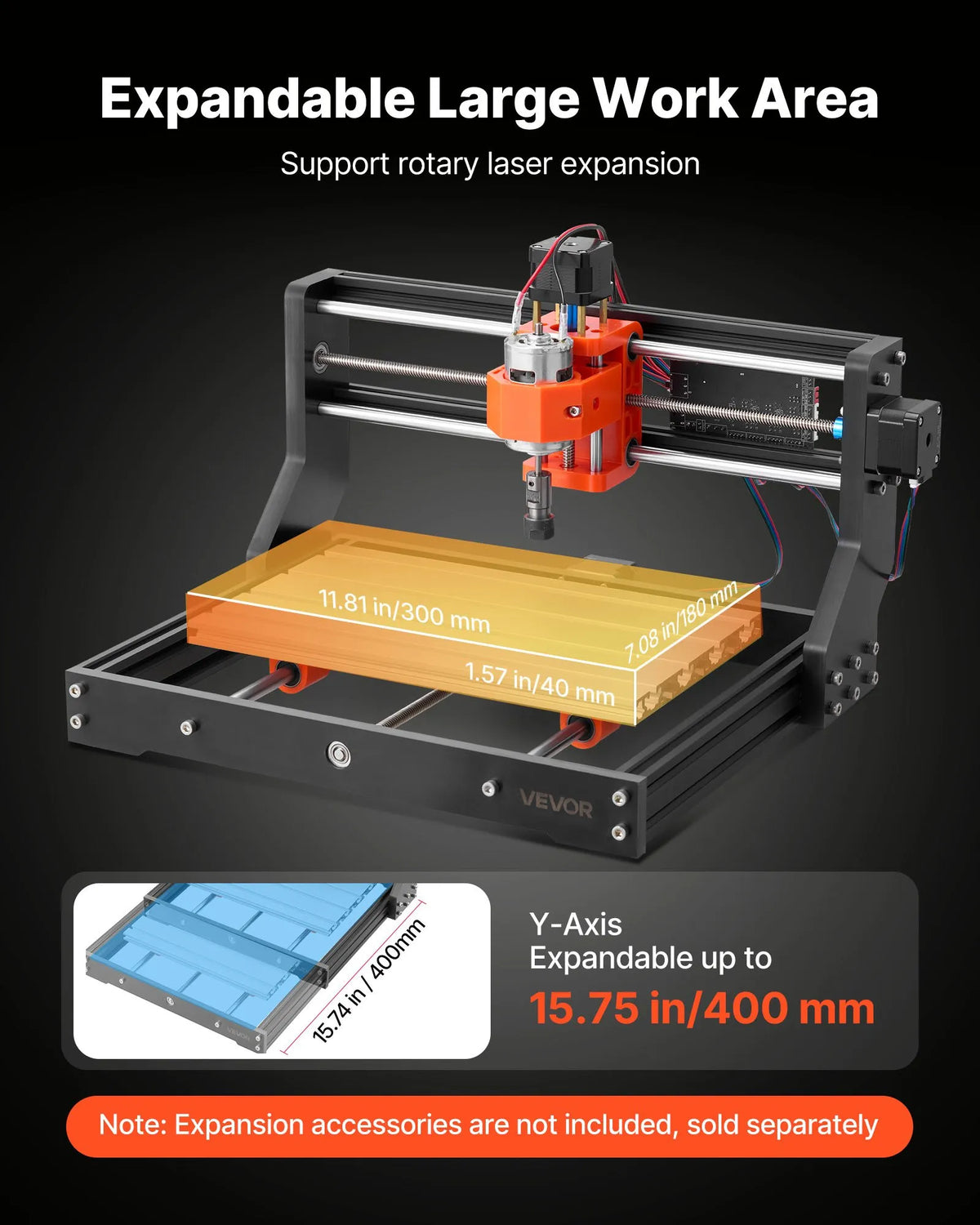 VEVOR 3018 CNC frēzēšanas iekārta, 60 W vārpsta, 3 asu koka gravēšanas un frēzēšanas mašīna, ar 300 × 180 × 40 mm darba zonu, bezsaistes vadības pulti, alumīnija sakausējuma konstrukciju, koka un akrila gravēšanai un griešanai