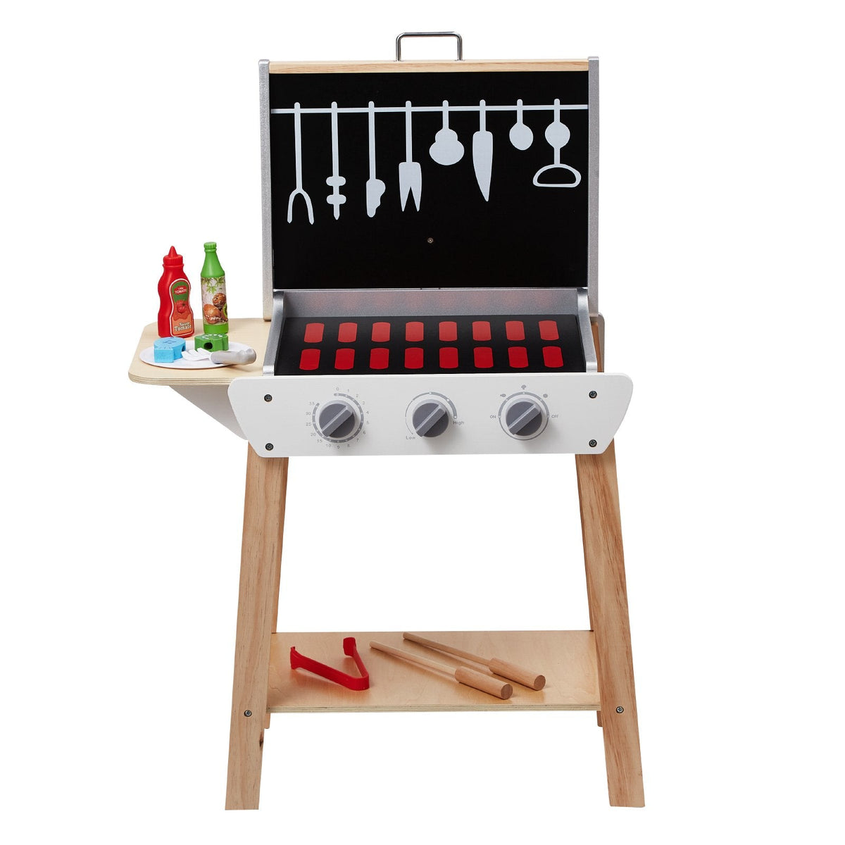 VEVOR 21 gab. Bērnu BBQ Grila Rotaļu Komplekts – Koka Gatavošanas Grils ar Skaņas Efektu