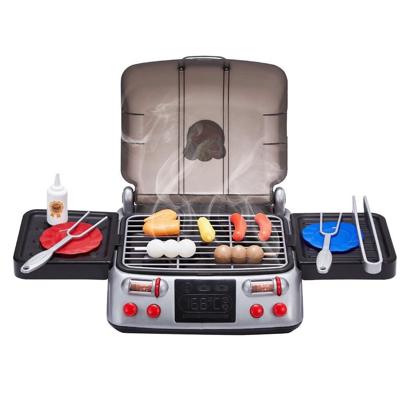 VEVOR 19 Gab. Bērnu BBQ Grila Spēļu Komplekts ar Gatavošanas Grilu, Dūmu Skaņu un Gaismu