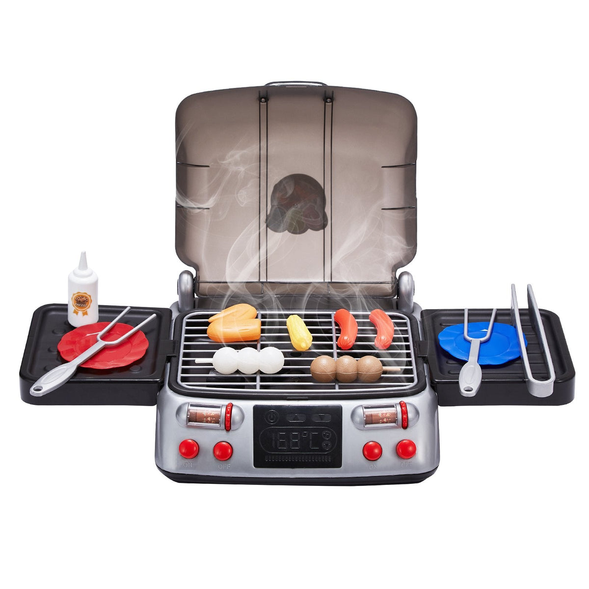 VEVOR 19 Gab. Bērnu BBQ Grila Spēļu Komplekts ar Gatavošanas Grilu, Dūmu Skaņu un Gaismu