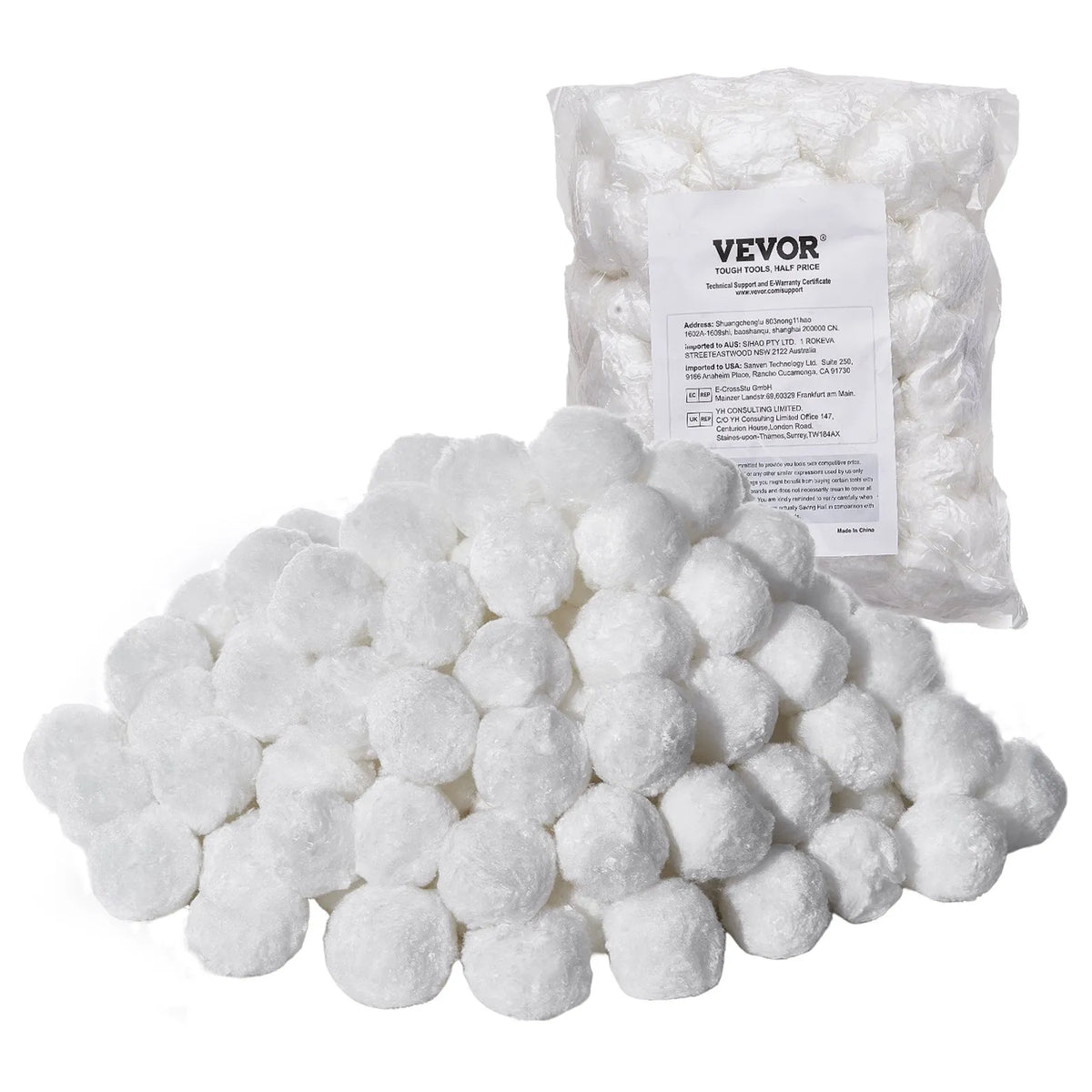 VEVOR baseina filtra bumbiņas smilšu filtriem, 0,7 kg, atkārtoti lietojamas poliestera šķiedras filtra bumbiņas ar mazgāšanas maisu, peldbaseiniem, virszemes baseiniem un akvārijiem