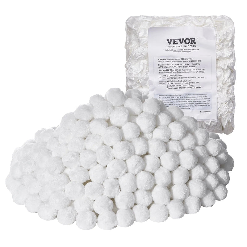 VEVOR baseina filtra bumbiņas smilšu filtriem, 2 kg, atkārtoti lietojamas poliestera šķiedras filtra bumbiņas ar mazgāšanas maisu, peldbaseiniem, virszemes baseiniem un akvārijiem