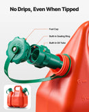 VEVOR degvielas kanna 6 l ar izliešanas snīpi un papildu eļļas kannu 1,9 l, maks. plūsma 5,5 l/min, hermētiska plakana pārnēsājama šķidruma kanna automašīnām, motocikliem, ATV un UTV